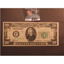 Series 1934A $20 Federal Reserve Note "F" Atlanta, Georgia. Macro plate obverse H35, reverse macro p