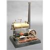Image 1 : 19th century German stationary steam engine with brass boiler, plain tinplate funnel, adjustable...