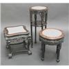 Image 1 : Chinese low circular rosewood stand with rouge marble top....