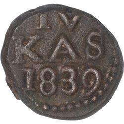 Copper Four Cash Coin of Frederik VI of Indo Danish.
