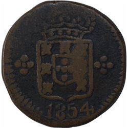 Copper Fifteen Reis Coin of Pedro V of Indo Portuguese.