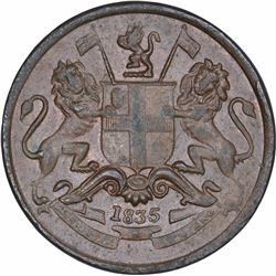 Copper One Twelfth Anna Coin of East India Company of Madras Mint of 1835.