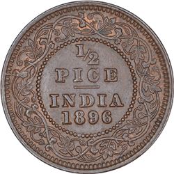 Copper Half Pice Coin of Victoria Empress of Calcutta Mint of 1896.