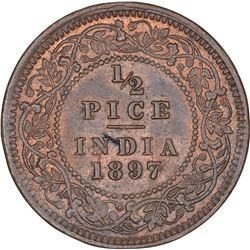 Copper Half Pice Coin of Victoria Empress of Calcutta Mint of 1897.