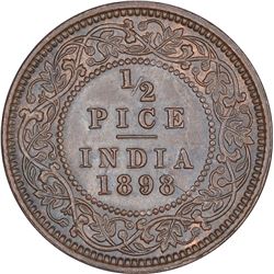 Copper Half Pice Coin of Victoria Empress of Calcutta Mint of 1898.