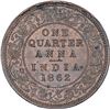 Image 1 : Copper One Quarter Anna Coin of Victoria Queen of Calcutta Mint of 1862.