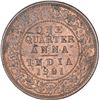 Image 1 : Copper One Quarter Anna Coin of Victoria Empress of Calcutta Mint of 1901.