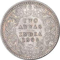 Silver Two Annas Coin of Victoria Empress of Calcutta Mint of 1895.