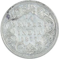 Silver Quarter Rupee Coin of Victoria Empress of 1877.