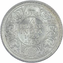 Silver Quarter Rupee Coin of King George V of 1925.