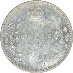 Silver One Rupee Coin of King Edward VII of 1904.