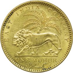 Gold One Mohur Coin of Victoria Queen of Calcutta Mint of 1841.