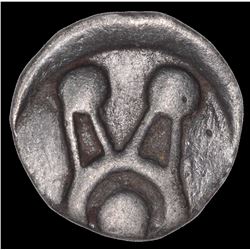 Extremely Rare Silver Punch Marked One Eighth Shana Coin of Kuntala Janapada.