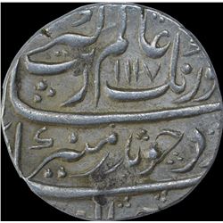 Silver One Rupee Coin of Aurangzeb of Kanbayat Mint.