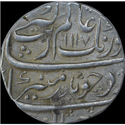 Silver One Rupee Coin of Aurangzeb of Kanbayat Mint.