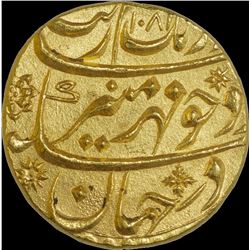 Gold Mohur Coin of Aurangzeb Alamgir of Aurangabad Mint.