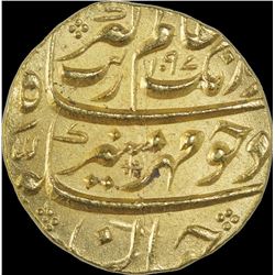 Rare Gold Mohur Coin of Aurangzeb Alamgir of Sholapur Mint.