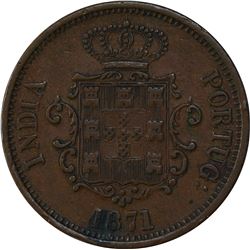 Copper Half Tanga Coin of Luiz I of Indo Portuguese.