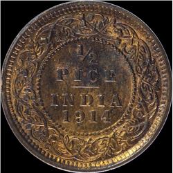 Bronze Half Pice Coin of King George V of 1914.