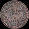 Image 1 : Copper One Quarter Anna Coin of Victoria Queen of Calcutta Mint of 1862.