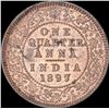 Image 1 : Copper One Quarter Anna Coin of Victoria Empress of Calcutta Mint of 1897.
