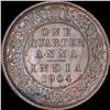 Image 1 : Copper One Quarter Anna Coin of King Edward VII of Calcutta Mint of 1904.