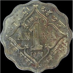Copper Nickel One Anna Coin of King George V of Calcutta Mint of 1927.