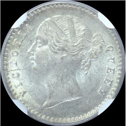 Silver Two Annas Coin of Victoria Queen of 1841.