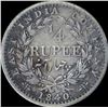 Image 1 : Silver Quarter Rupee Coin of Victoria Queen of 1840.