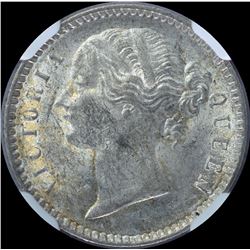 Silver One Quarter Rupee Coin of Victoria Queen of 1840.