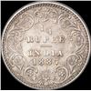 Image 1 : Silver Quarter Rupee Coin of Victoria Empress of Bombay Mint of 1887.