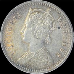 Silver One Quarter Rupee coin of Victoria Empress of 1898.