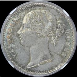 Silver Half Rupee Coin of Victoria Queen of 1840.