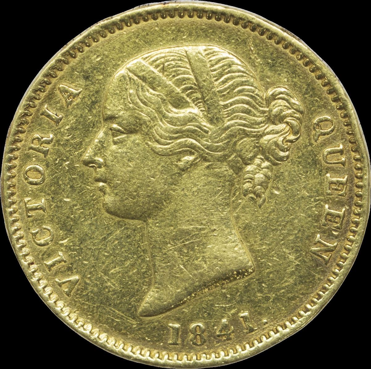 Gold One Mohur Coin Of Victoria Queen Of Calcutta Mint Of 1841 gold-one-mohur-coin-of-victoria-queen-of-calcutta-mint-of-1841