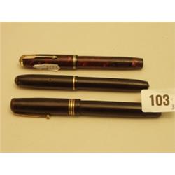 Three old fountain pens to include Parker…