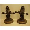 Image 1 : Pair of 19c metal lion fire dogs…