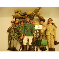 Eight Action Man figures, plus motor bike and…