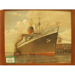Framed oil of HMS Queen Elizabeth in docks…