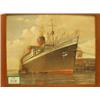 Image 1 : Framed oil of HMS Queen Elizabeth in docks…