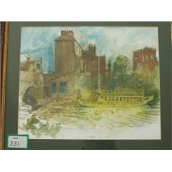 Framed watercolour of 'Divinity School' by Ni…