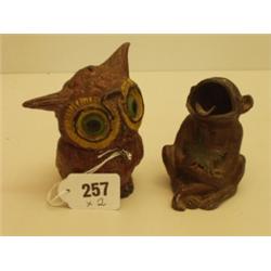 Victorian cast owl money box and Victorian ca…