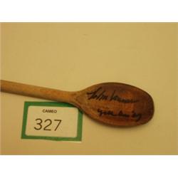 Wooden spoon signed John Lennon and Yoko Ono…