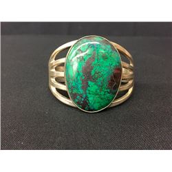 Sterling Sandcast Bracelet –Beautiful Stone