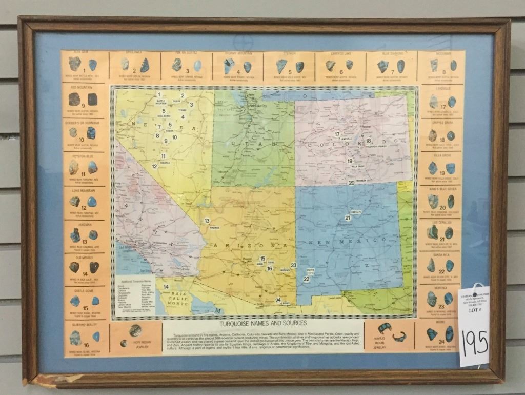 Vintage Southwest Turquoise Map