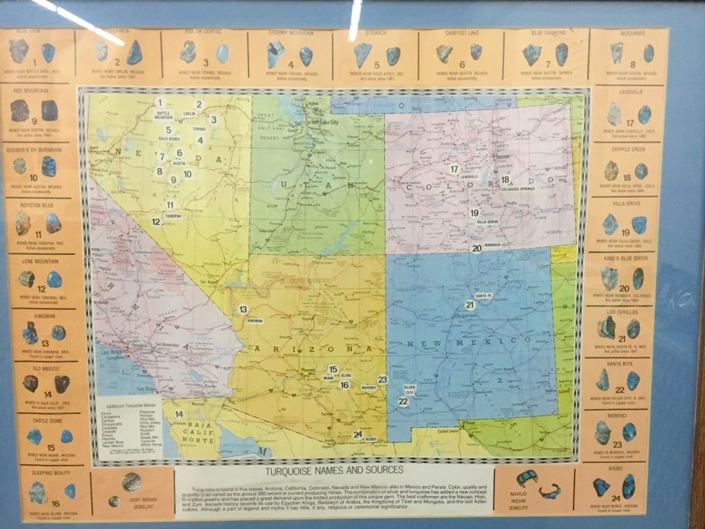 Vintage Southwest Turquoise Map