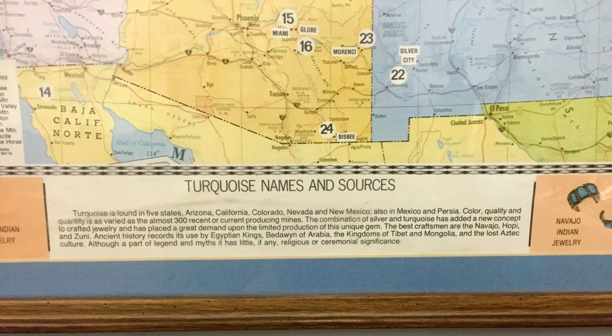Vintage Southwest Turquoise Map