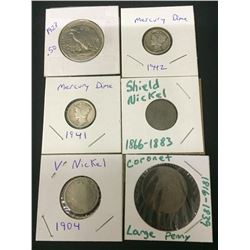 Old American Coins Lot of 6