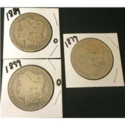 Three 1800s Morgan Silver Dollars