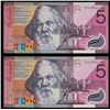 Image 2 : Australia, Five Dollars, 2001, MacFarlane/Evans, (R219L), JD01 764414-15, Last Prefix