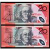 Image 2 : Australia, Twenty Dollars, 2002, MacFarlane/Henry, (R420aF), AA02 049861-62, First Prefix